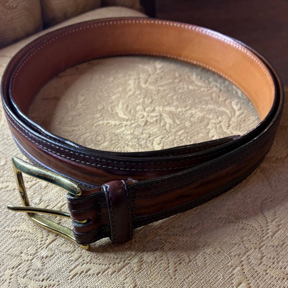 Orvis Men's Brown Leather Belt Size 46 Made in the USA